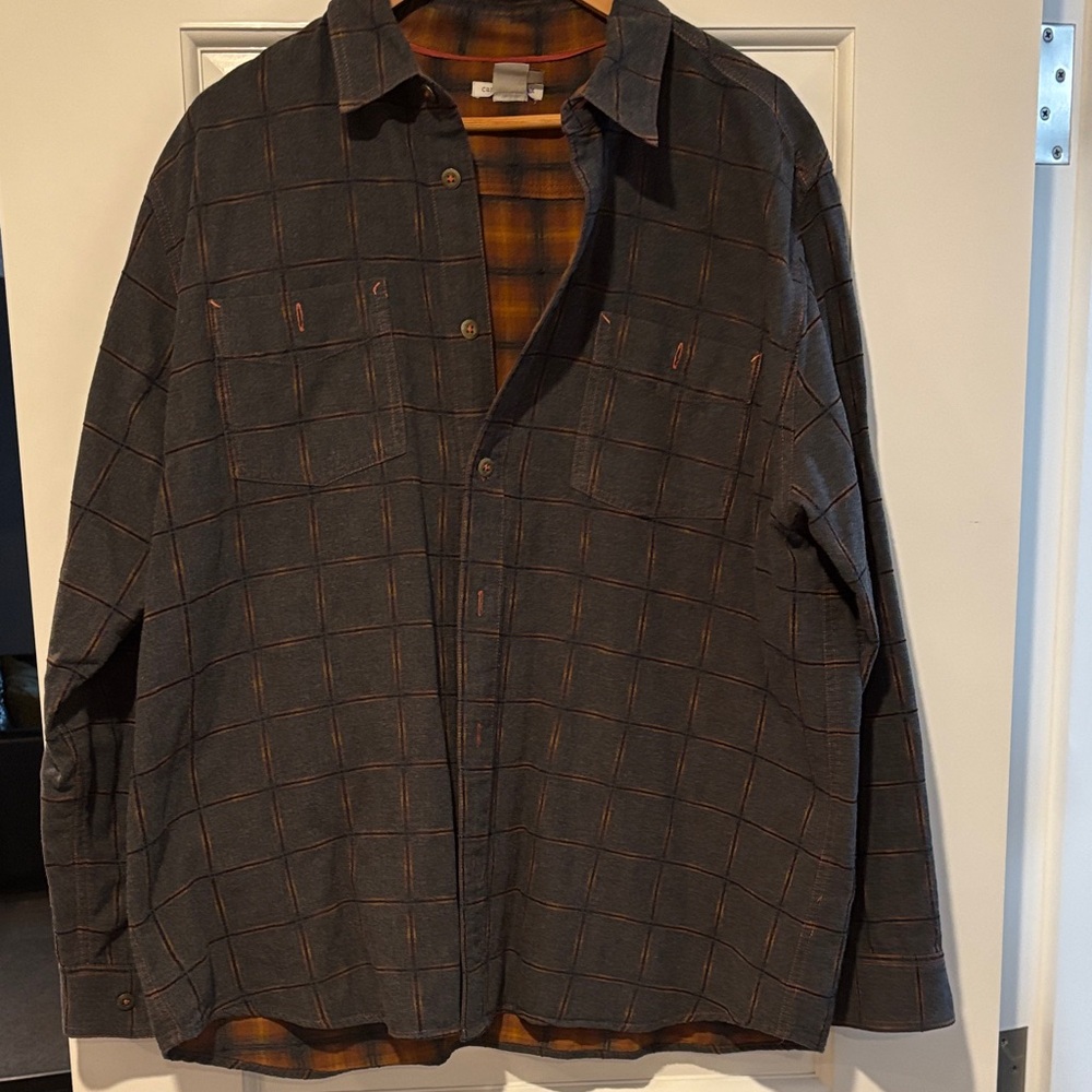 Men's Carbon2Cobalt Flannel Shirt - Gray and Brown/Rust